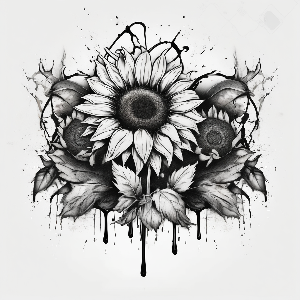 band tattoo with two sunflowers on it fishing tattoos, diseño de tatuaje Acuarela generado con IA